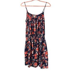 Ariat Navy Floral Print Sleeveless Dress With Smocked Waist Size M Pre-Owned EUC